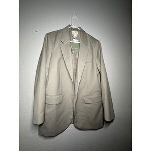HM Womens Single Breasted Blazer Beige Tan Two Button Jacket Medium NWT